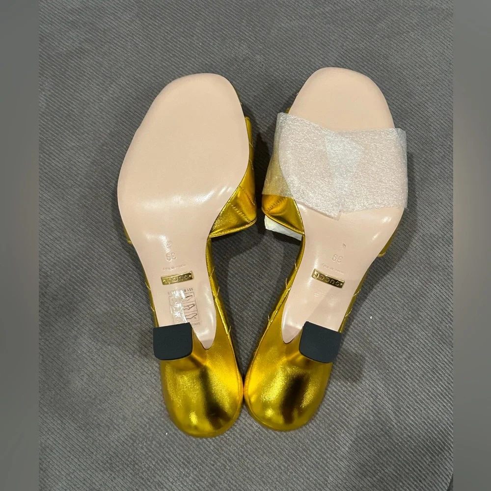Gucci Double G Crystal Leather Slide Sandal - Picture 7 of 12